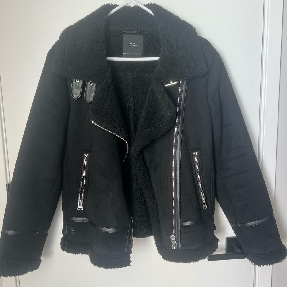 Black Shearling Aviator Jacket